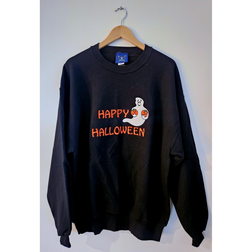 Oarsman 913 Halloween Sweatshirt Large Ghost Pumpkin Graphic Vintage NWOT USA
